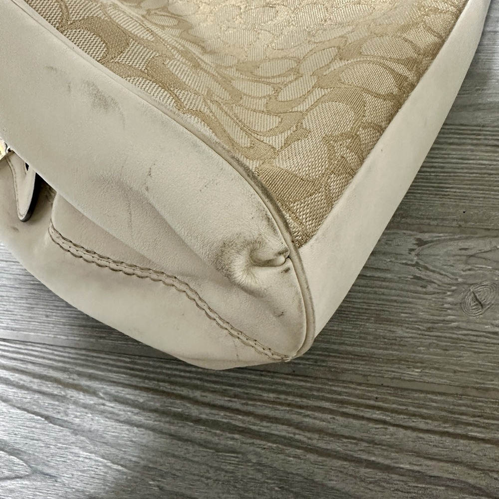 Coach Lexy Hobo Bag Signature Jacquard Fabric & Leather F57612 Chalk White Khaki - Picture 6 of 11